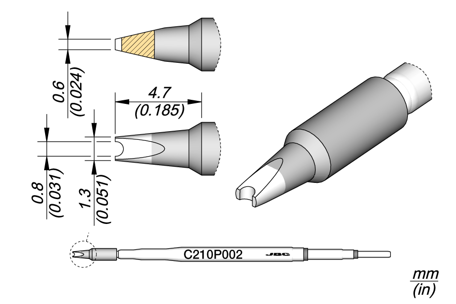 C210P002 - Pin / Connector Cartridge R 0.4